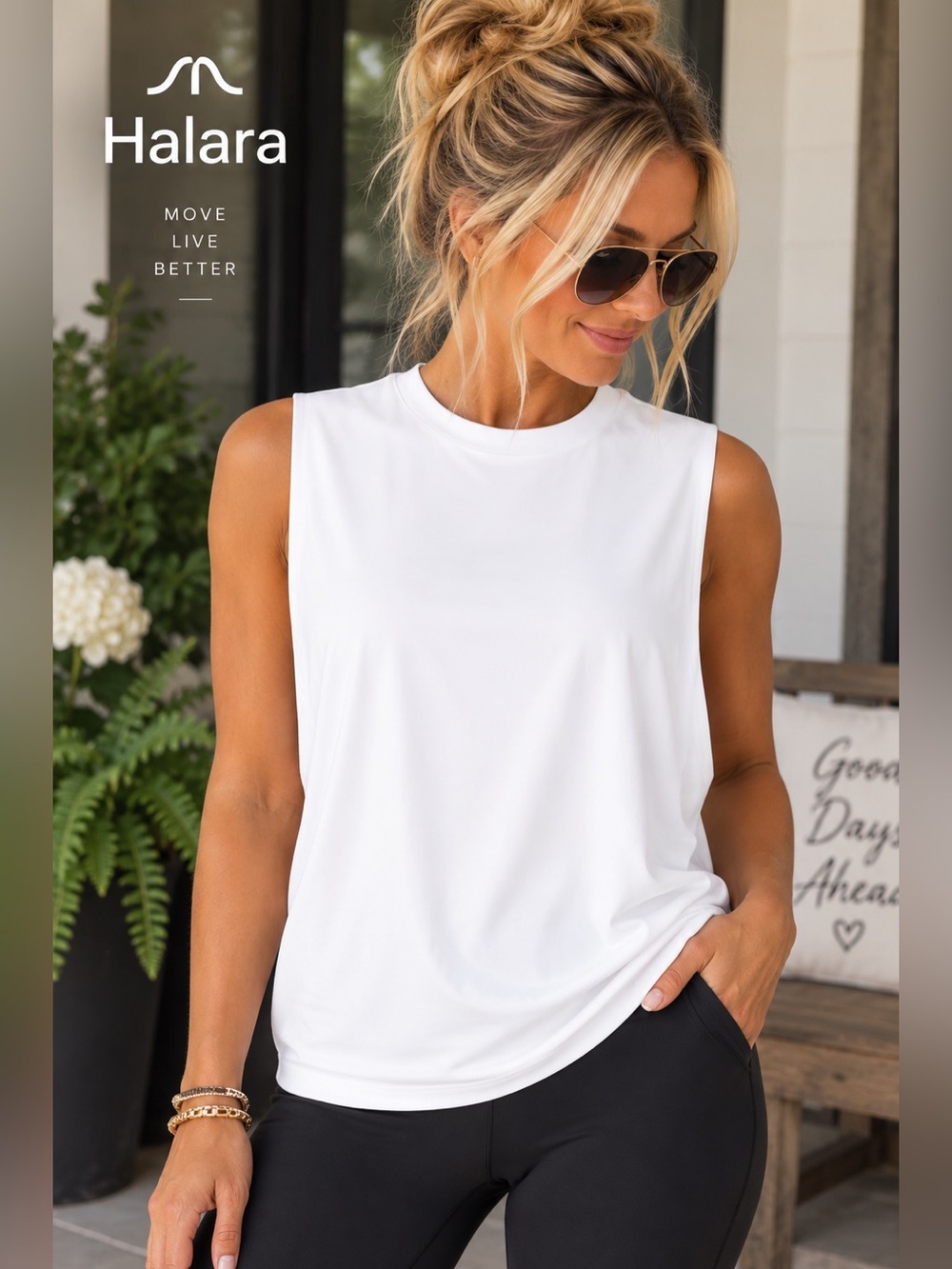 🤍 HALARA White Sleeveless Athletic Tank Top | SIZE SMALL